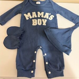 Blue 'Mama's Boy' Kids One Piece Set